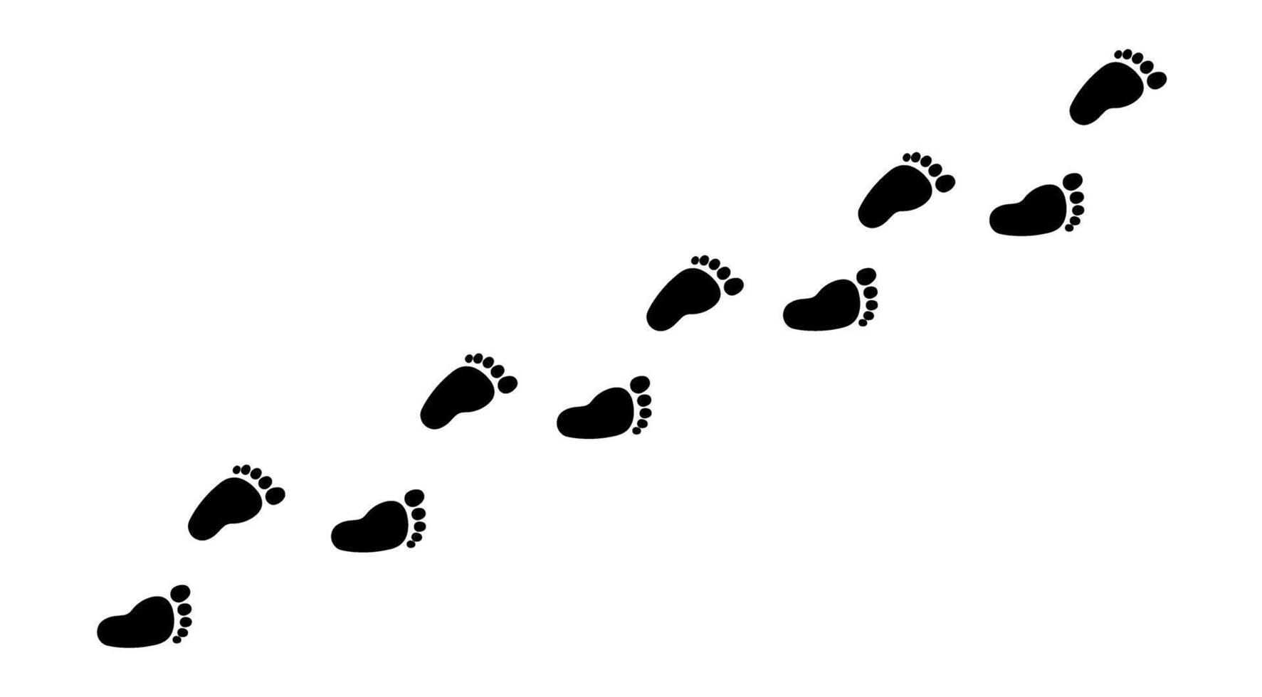 Barefoot footprints paths. Footprint icon. Imprint silhouette. Design element, way decor vector