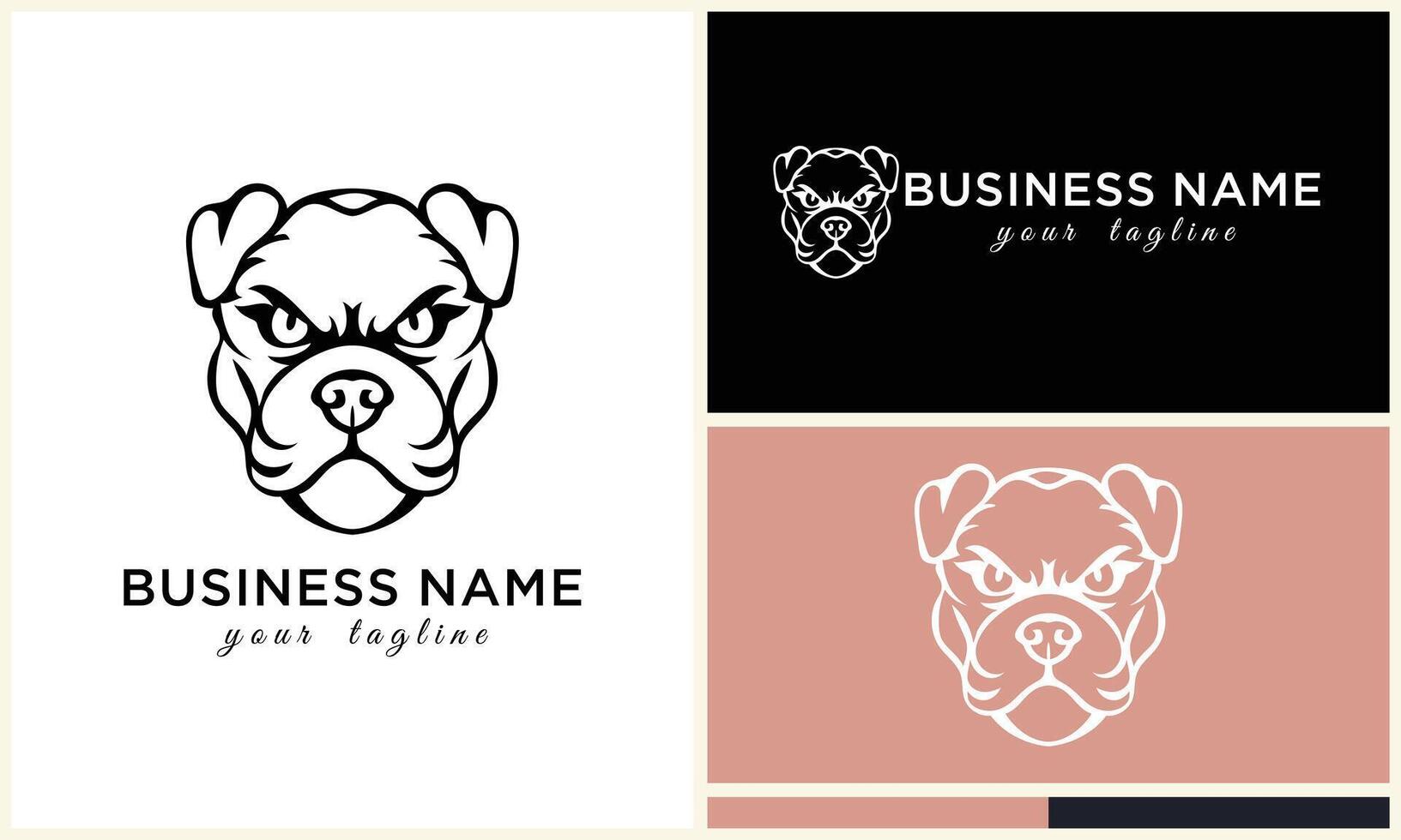 line head bulldog logo template vector