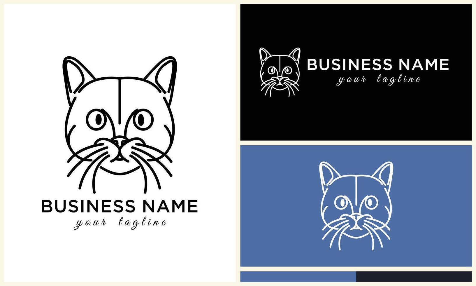 line cat head logo template vector