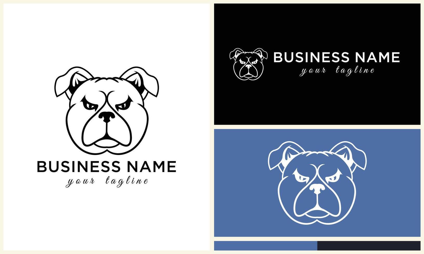 line head bulldog logo template vector