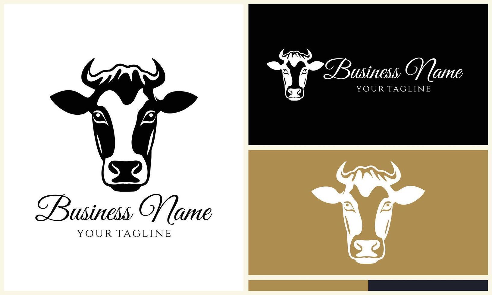 silhouette cow buffalo logo template vector