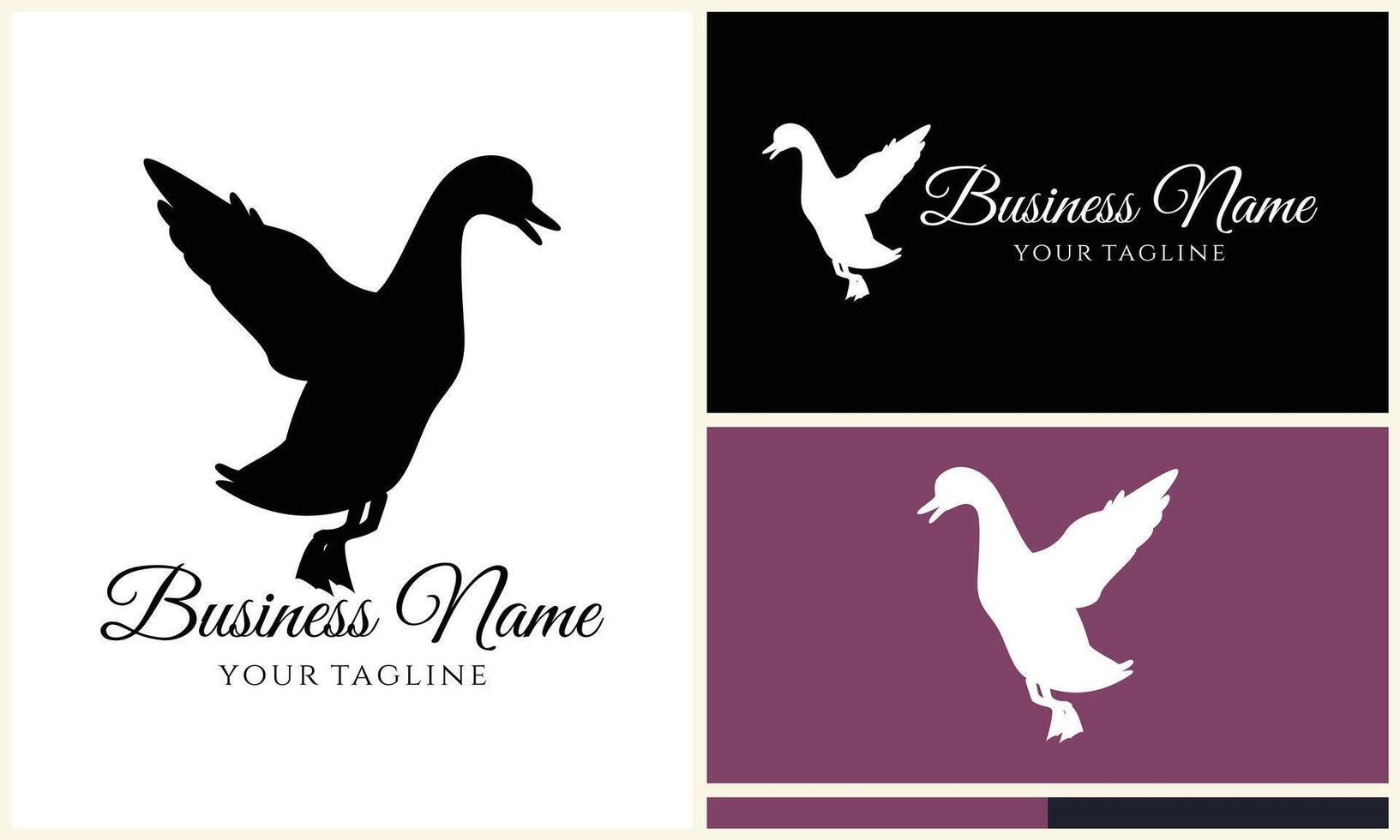 silhouette duck swim logo template vector