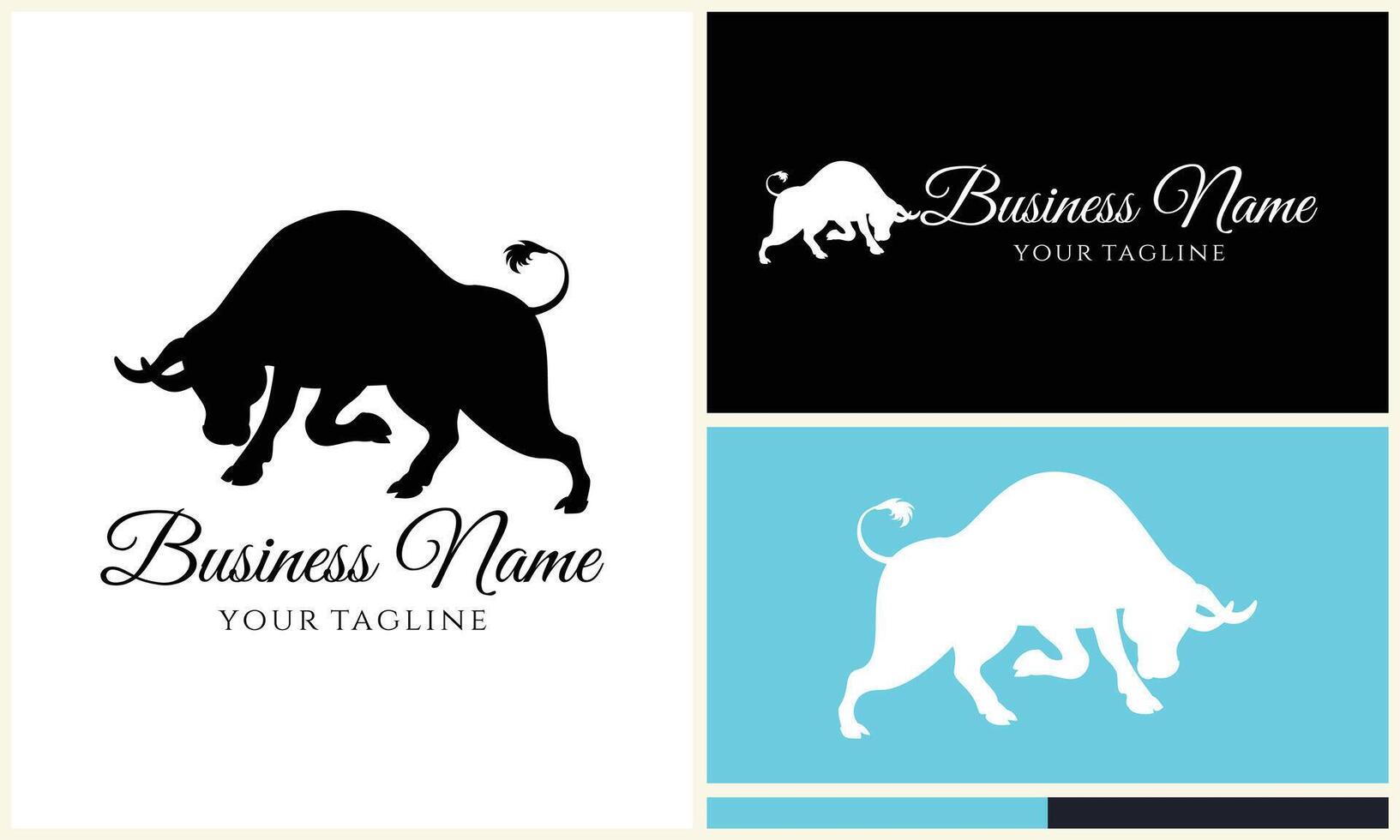 silhouette buffalo bull bison logo vector