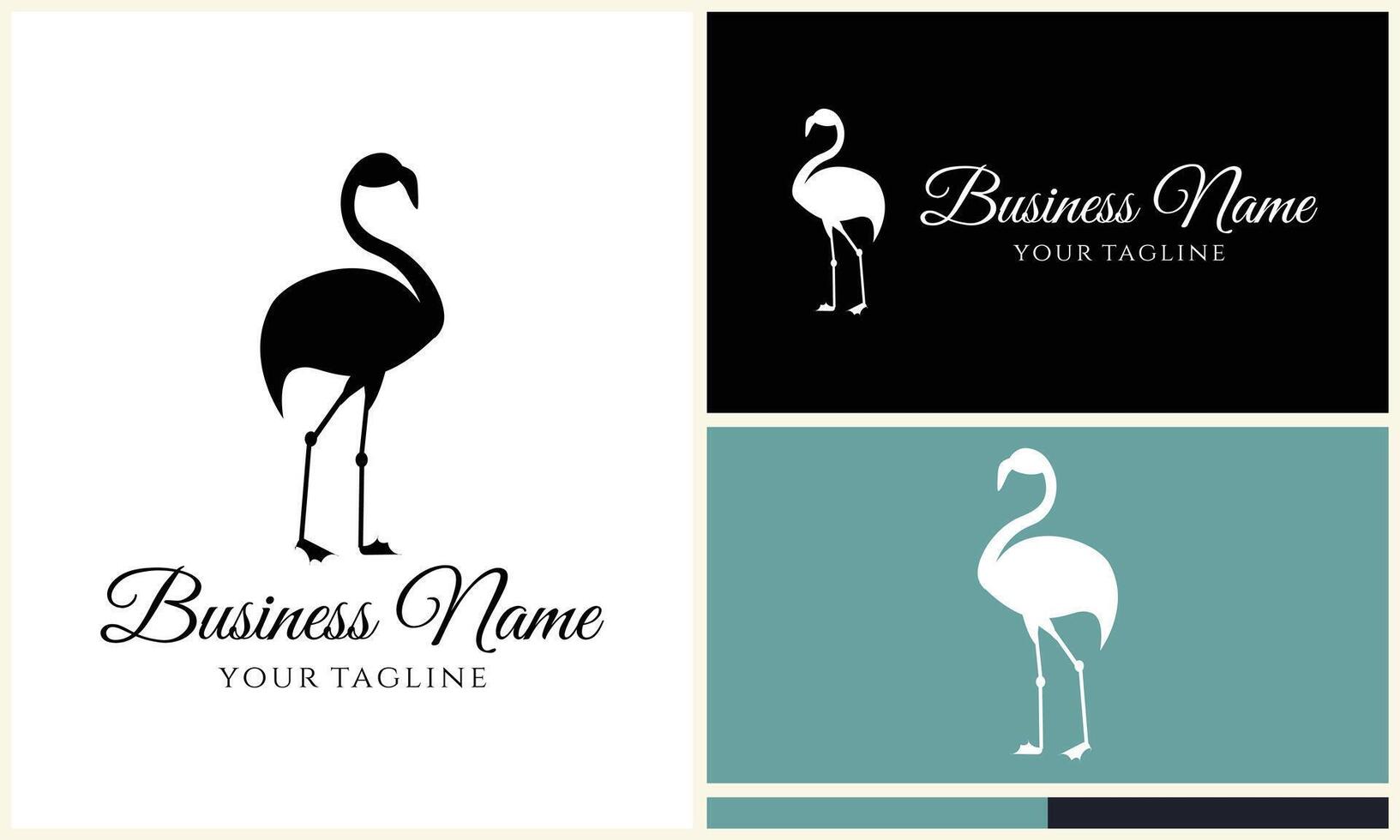 silhouette flamingo vector logo template