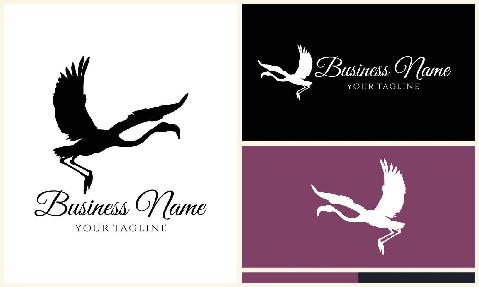 silhouette stork vector logo template