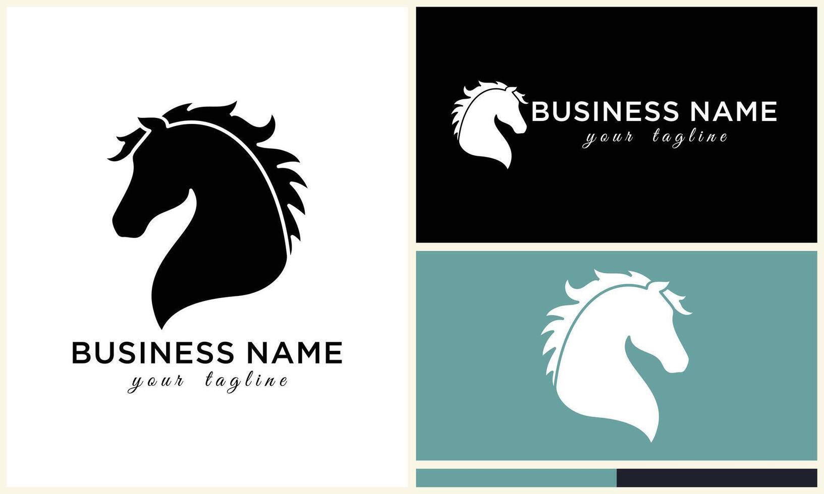 line horse head logo design vector