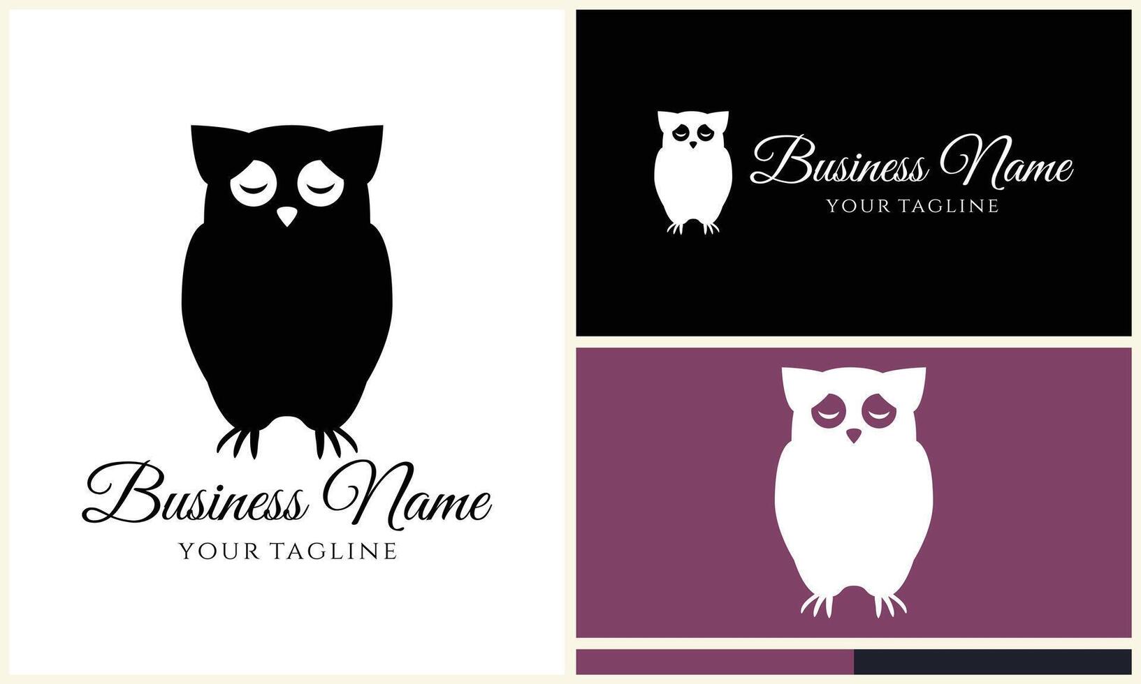 silhouette owl bird logo template vector