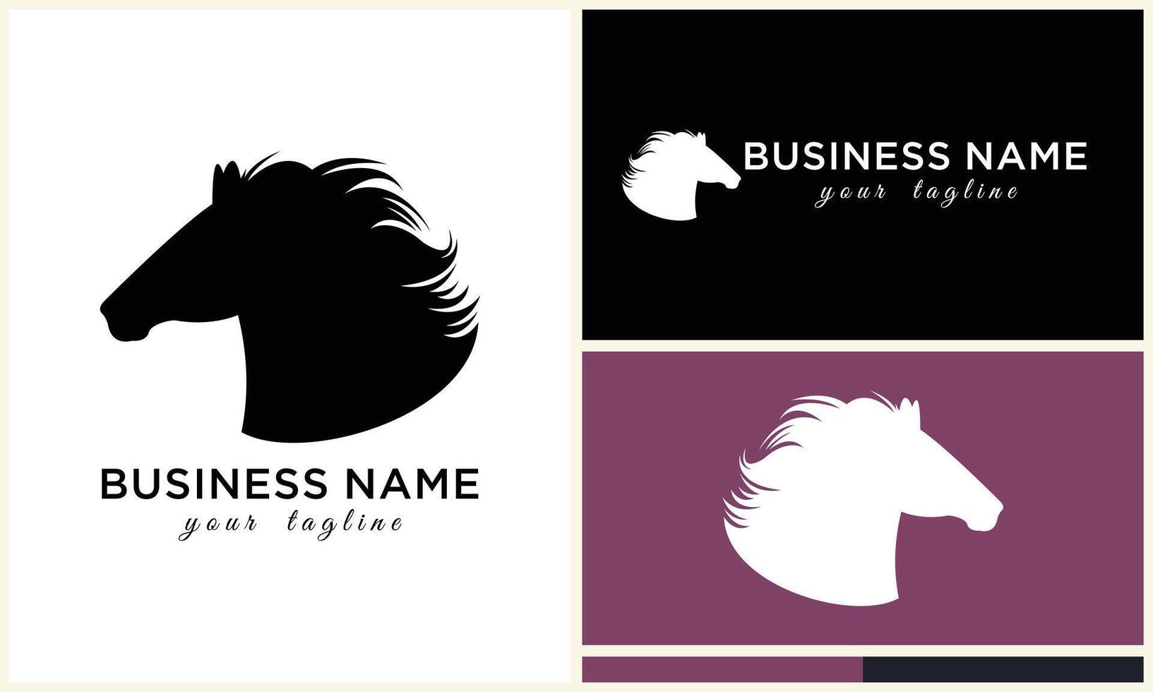 line horse head logo design vector