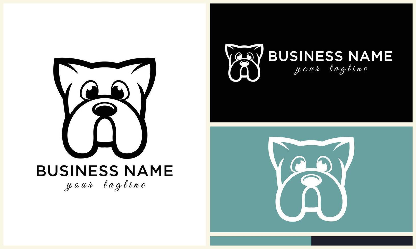 line head bulldog logo template vector