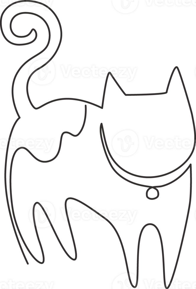 1 solteiro linha desenhando do simples fofa gato gatinho ícone. gatinha animal fazer compras logotipo emblema conceito. moderno contínuo linha desenhar gráfico Projeto ilustração png