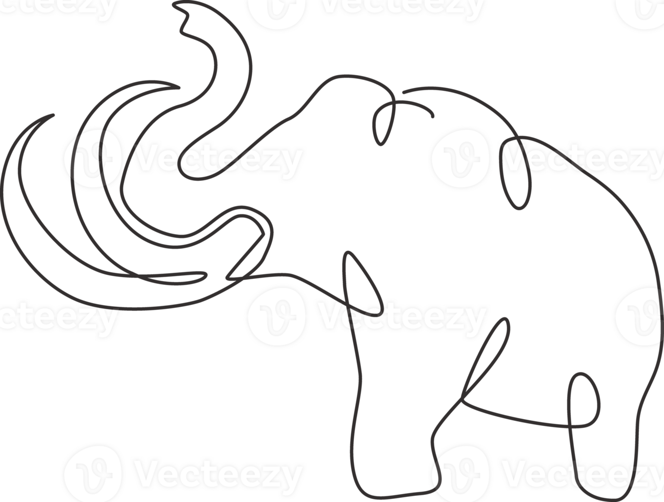 Single kontinuierlich Linie Zeichnung von groß Mammut korporativ Logo Identität. uralt Tier von Eis Alter Symbol Konzept. modisch einer Linie zeichnen Design Grafik Illustration png