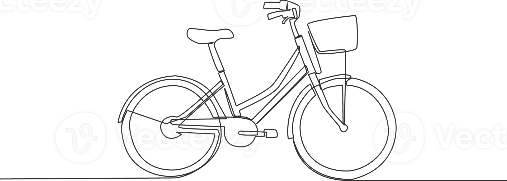 uno singolo linea disegno di Femminile classico roadster bicicletta logo. bicicletta con cestino a il davanti concetto. continuo linea disegnare design illustrazione png