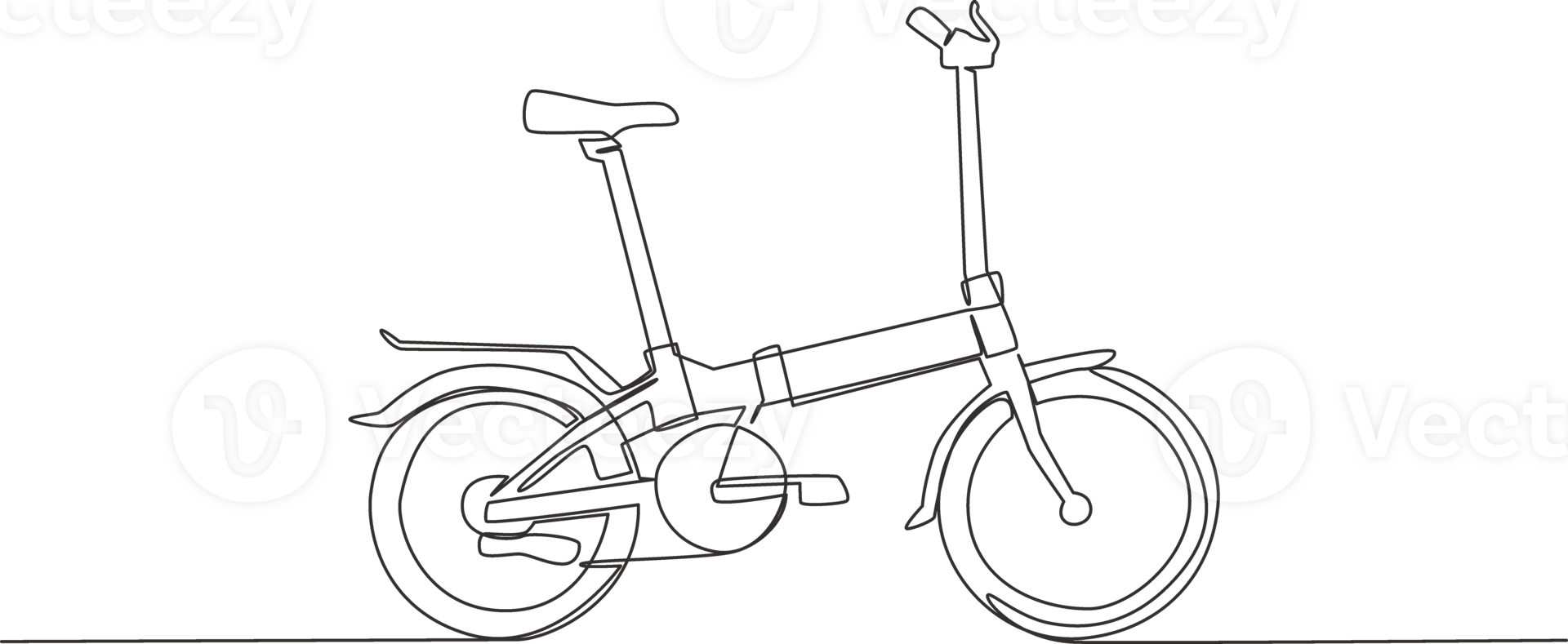 singolo continuo linea disegno di pieghevole bicicletta logo. Due ciclo mezzi di trasporto concetto. uno linea disegnare design grafico illustrazione png