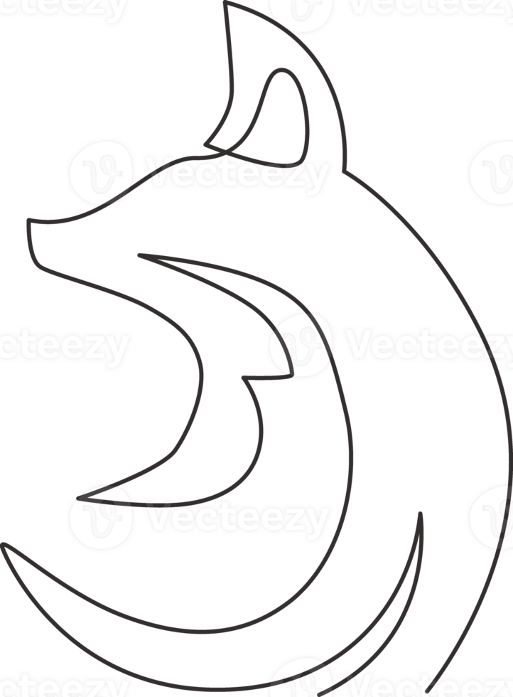 One continuous line drawing of cute fox business logo icon. Multinational company identity concept. Trendy single line graphic draw design illustration png