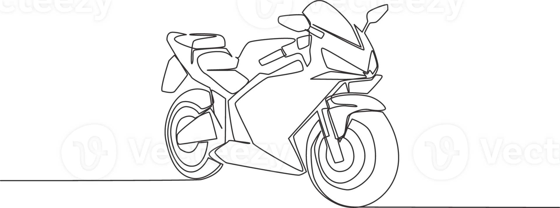 One continuous line drawing of luxury sporty motorbike for racing logo. Big sport motorcycle concept. Single line draw design illustration png