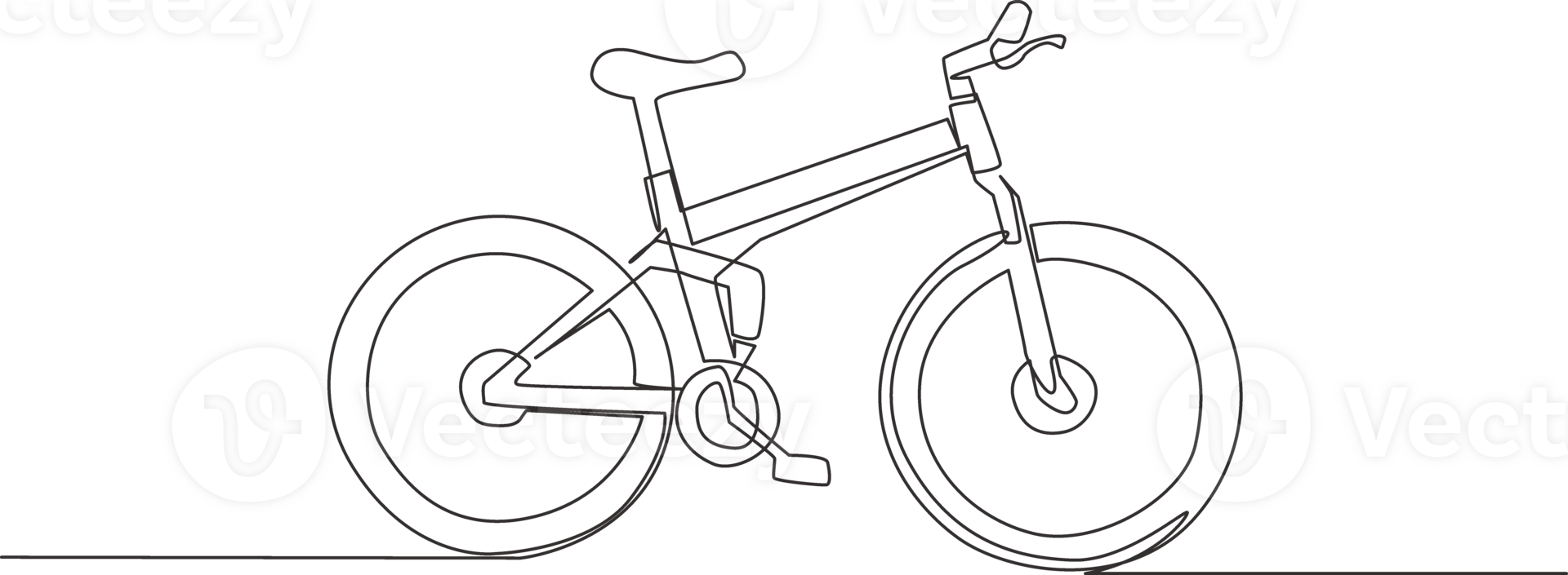 One single line drawing of mountain bicycle logo. Urban bike to work and go green movement concept. Continuous line draw design illustration png