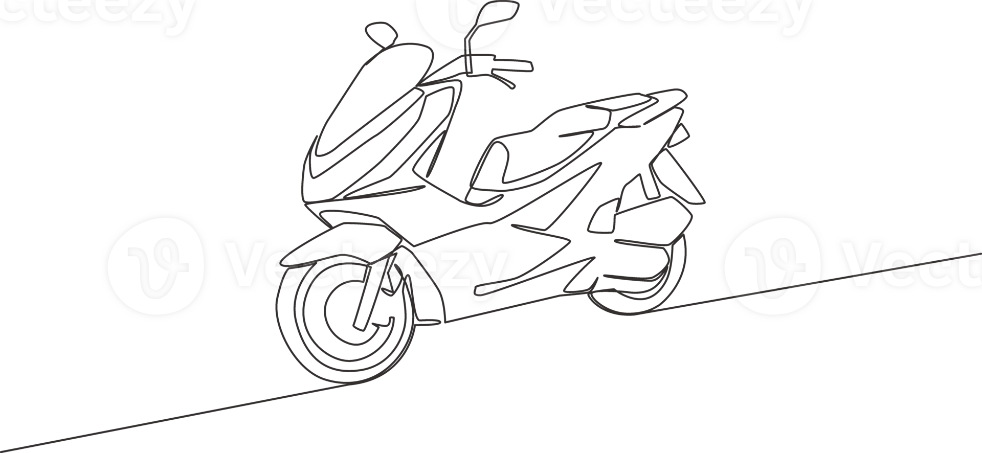Single continuous line drawing of trendy luxury Asian underbone motorbike logo. Automatic scooter motorcycle concept. One line draw design illustration png