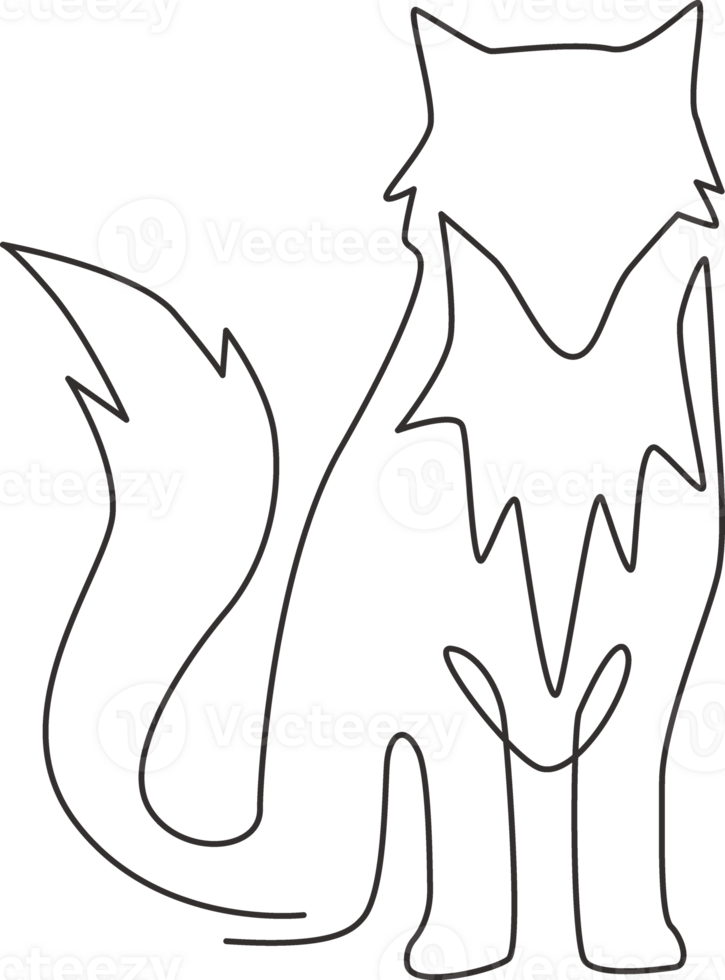 enda kontinuerlig linje teckning av söt räv företags- logotyp identitet. däggdjur Zoo djur- ikon begrepp. dynamisk ett linje dra design grafisk illustration png