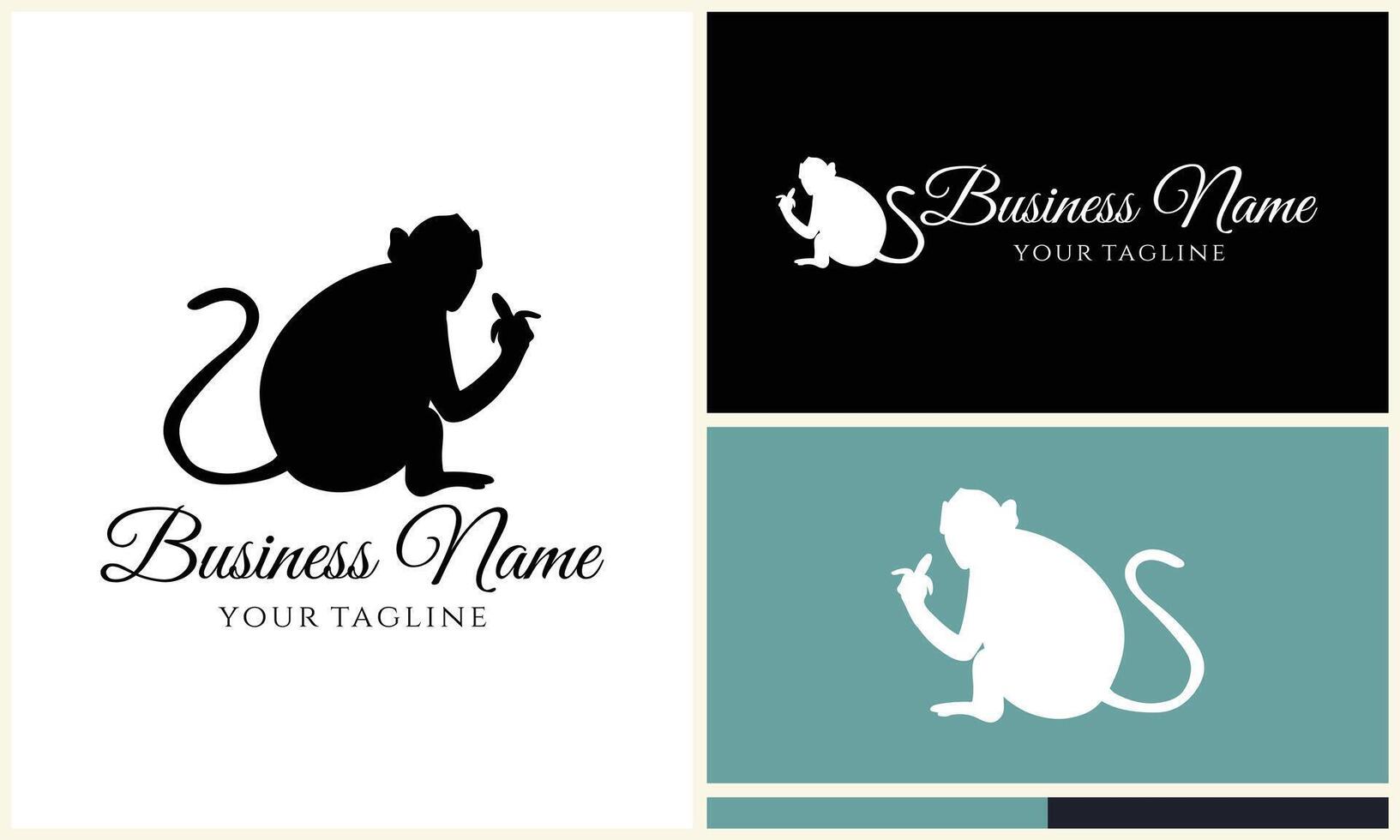 silhouette monkey vector logo template