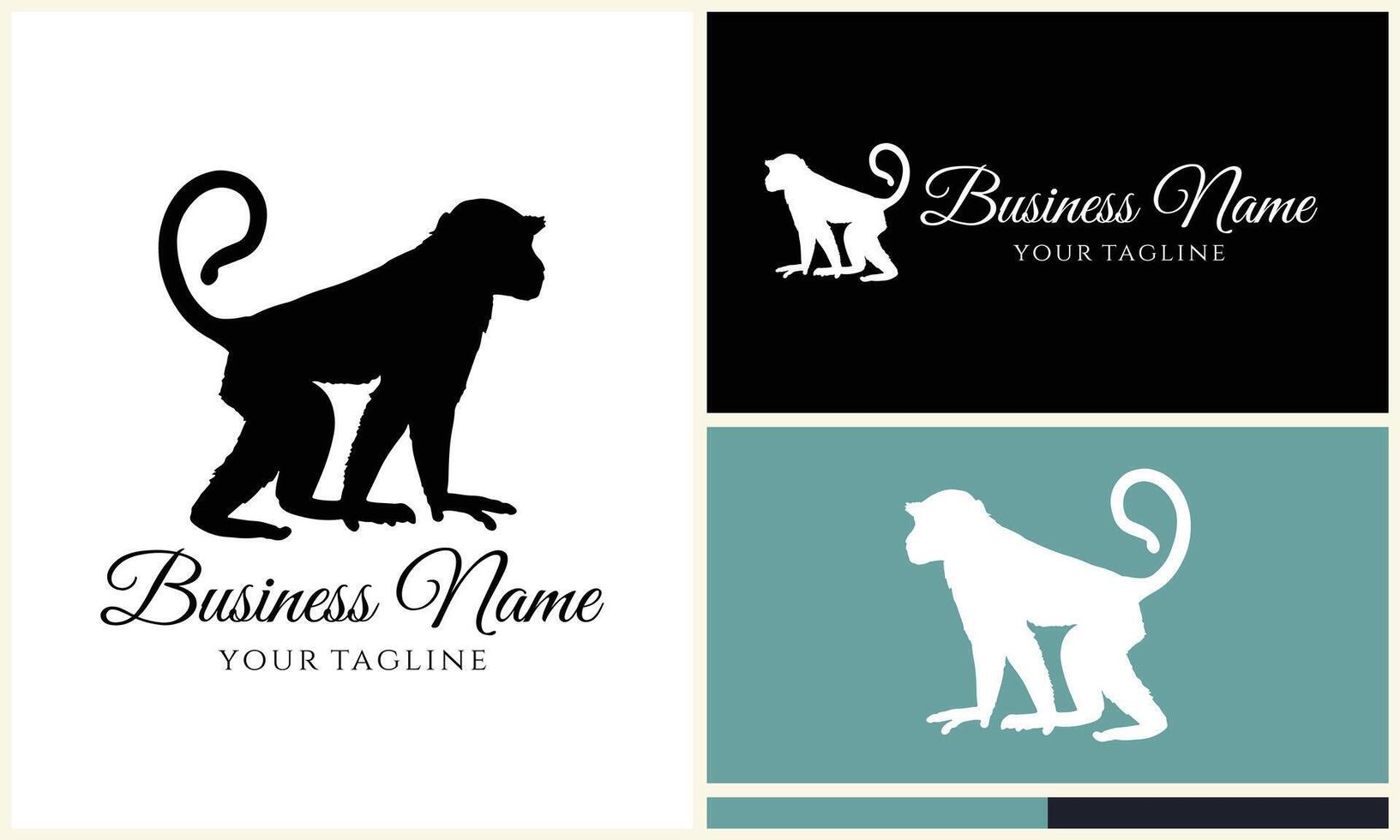 silhouette monkey vector logo template