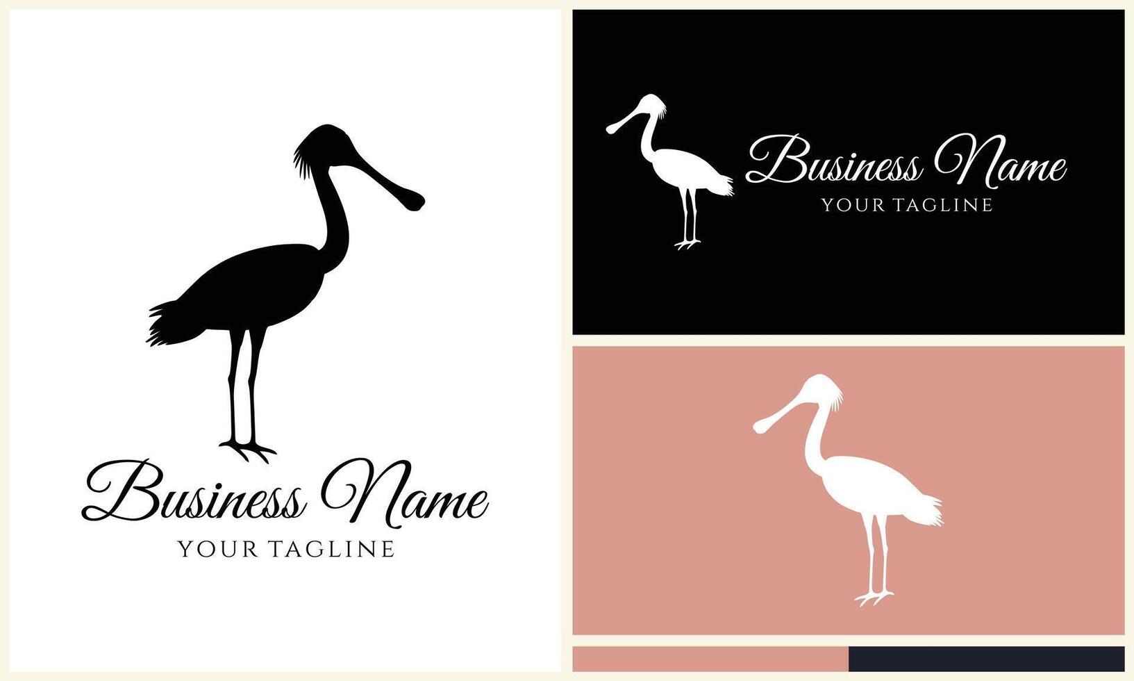 silhouette stork vector logo template