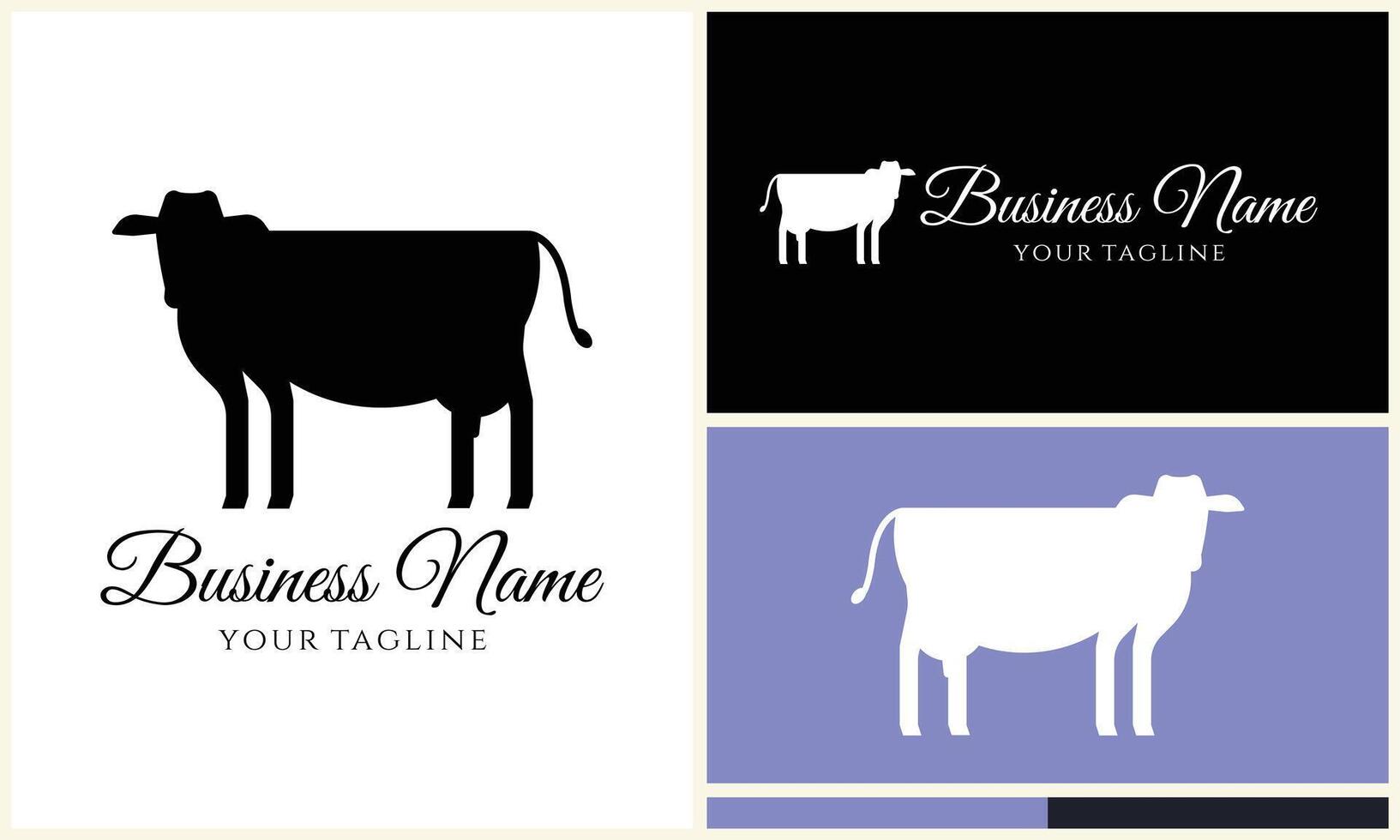 silhouette cow buffalo logo template vector