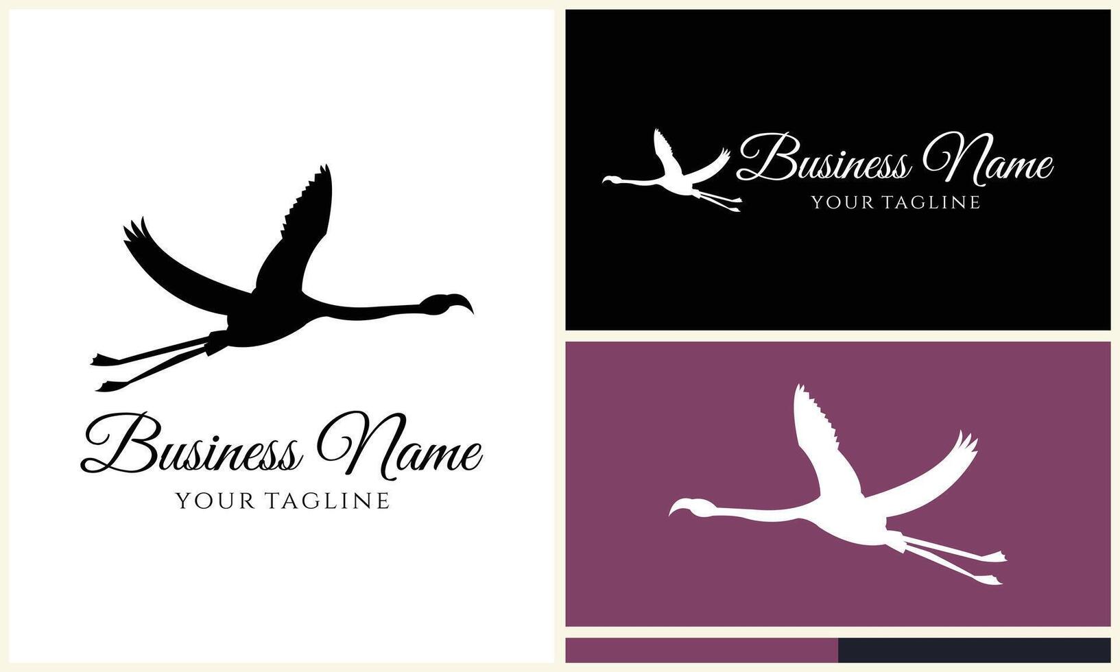 silhouette flamingo vector logo template