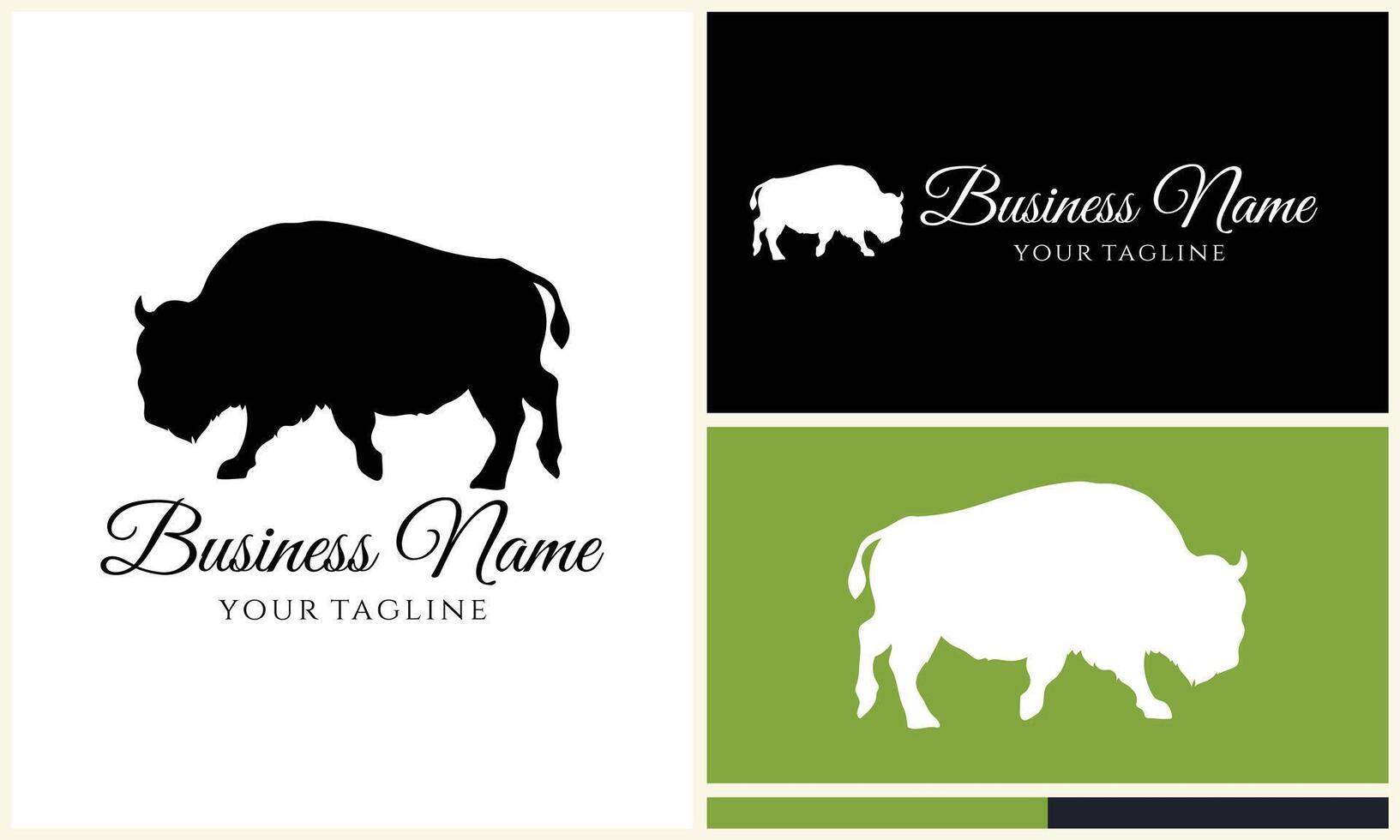 silhouette buffalo bull bison logo vector