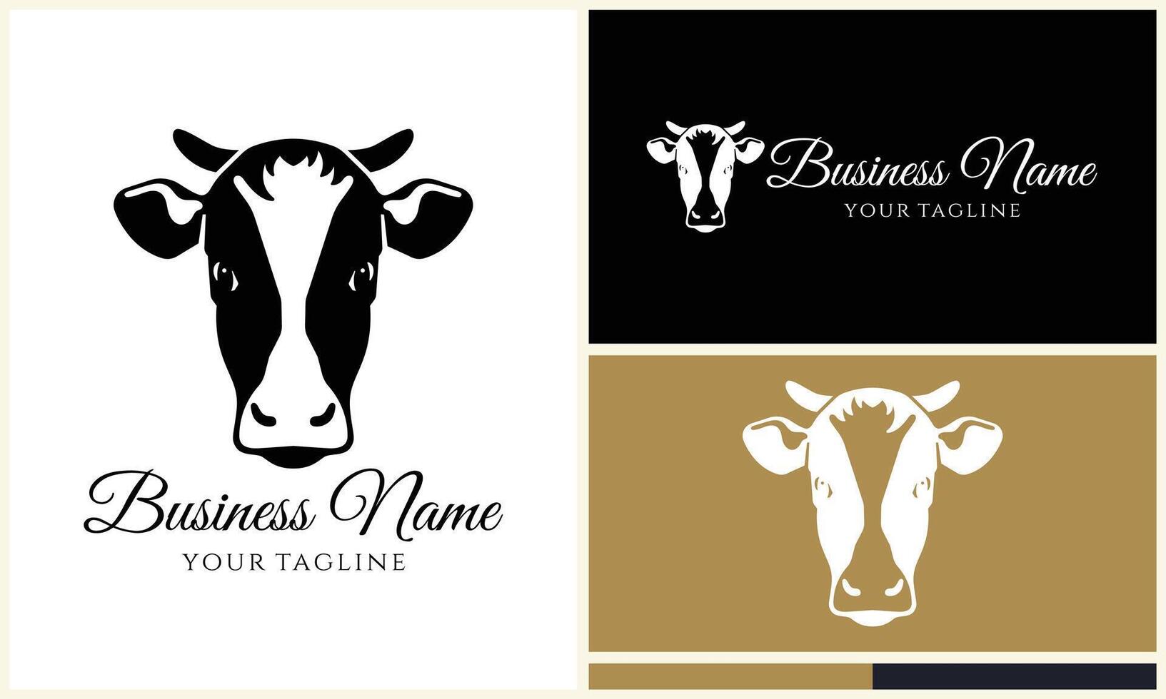 silhouette cow buffalo logo template vector