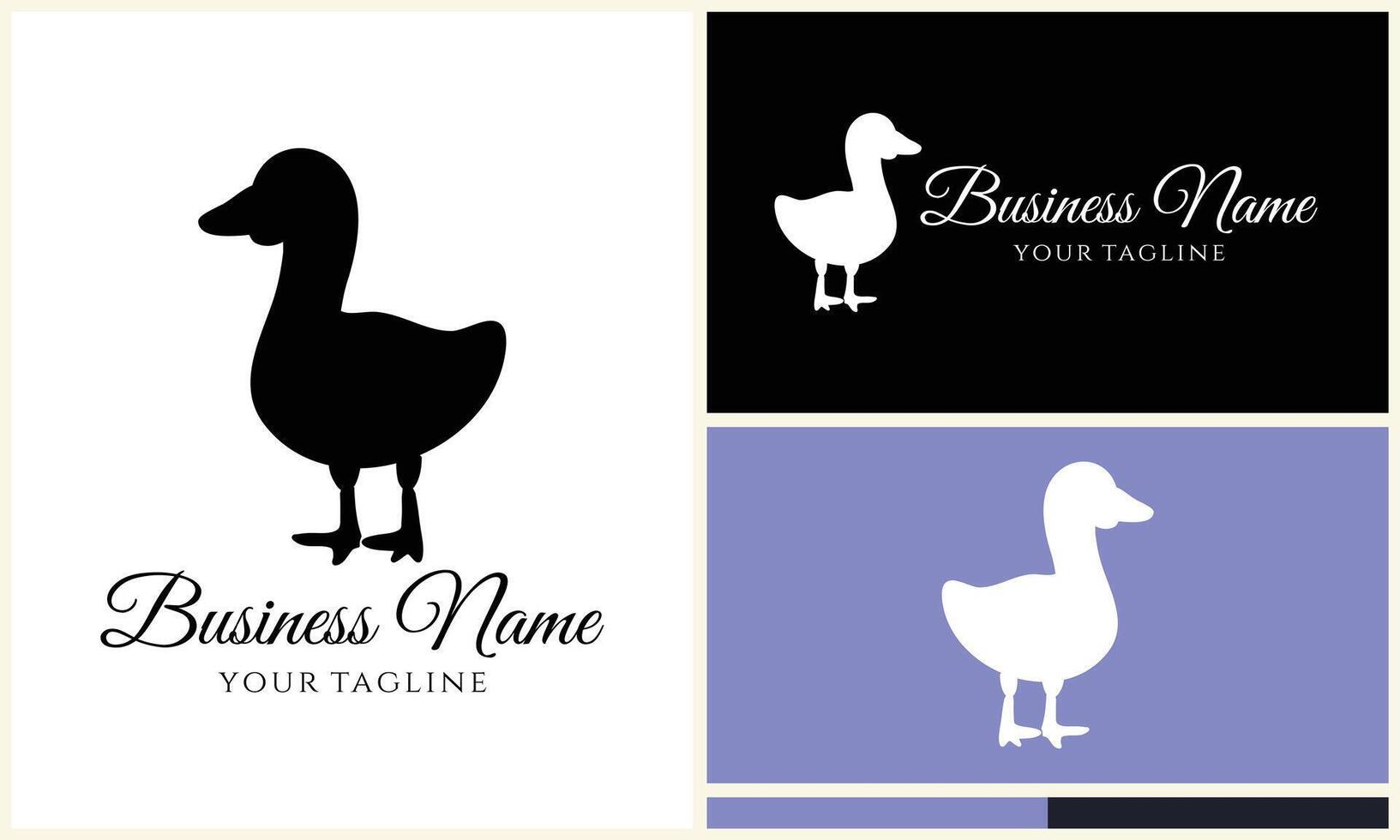 silhouette duck swim logo template vector