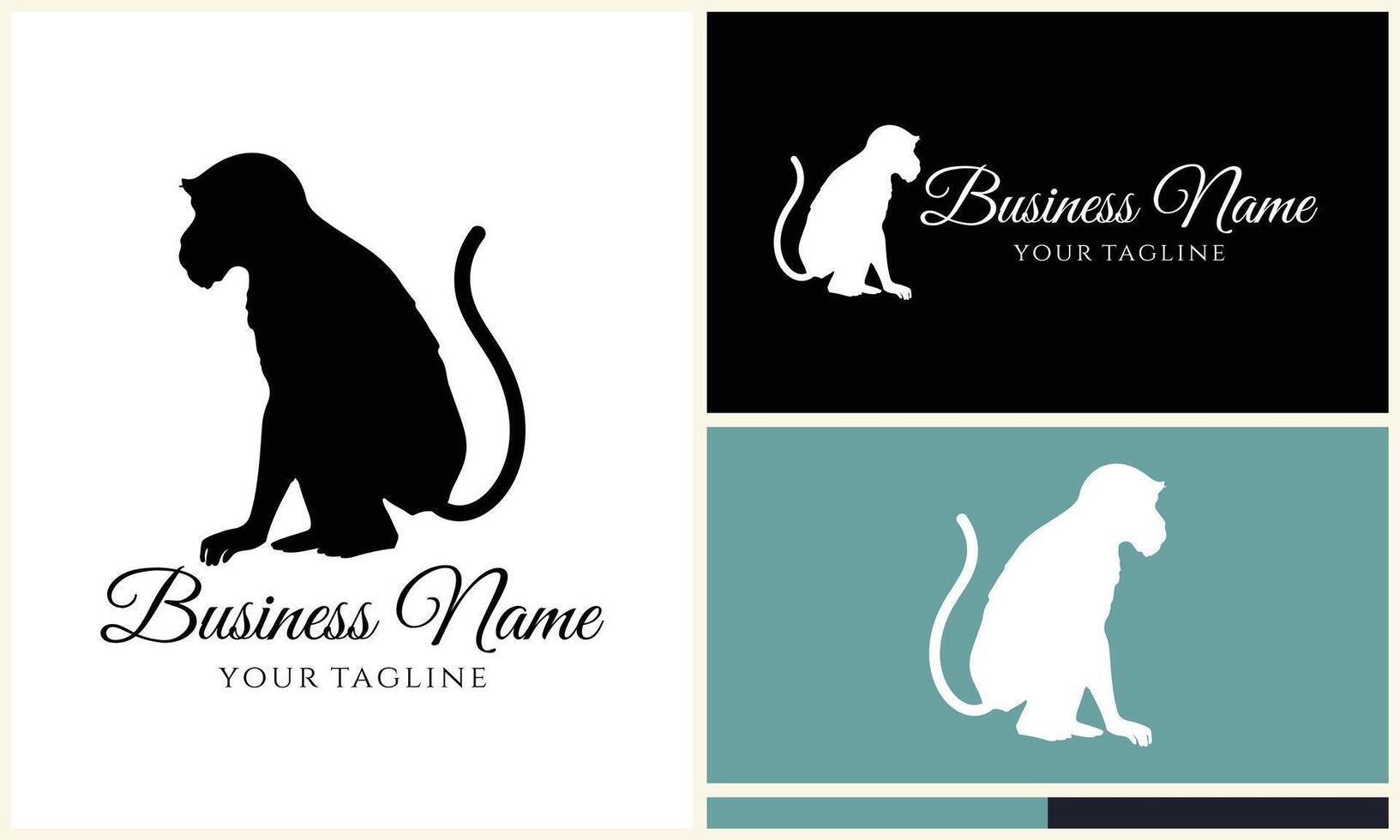 silhouette monkey vector logo template