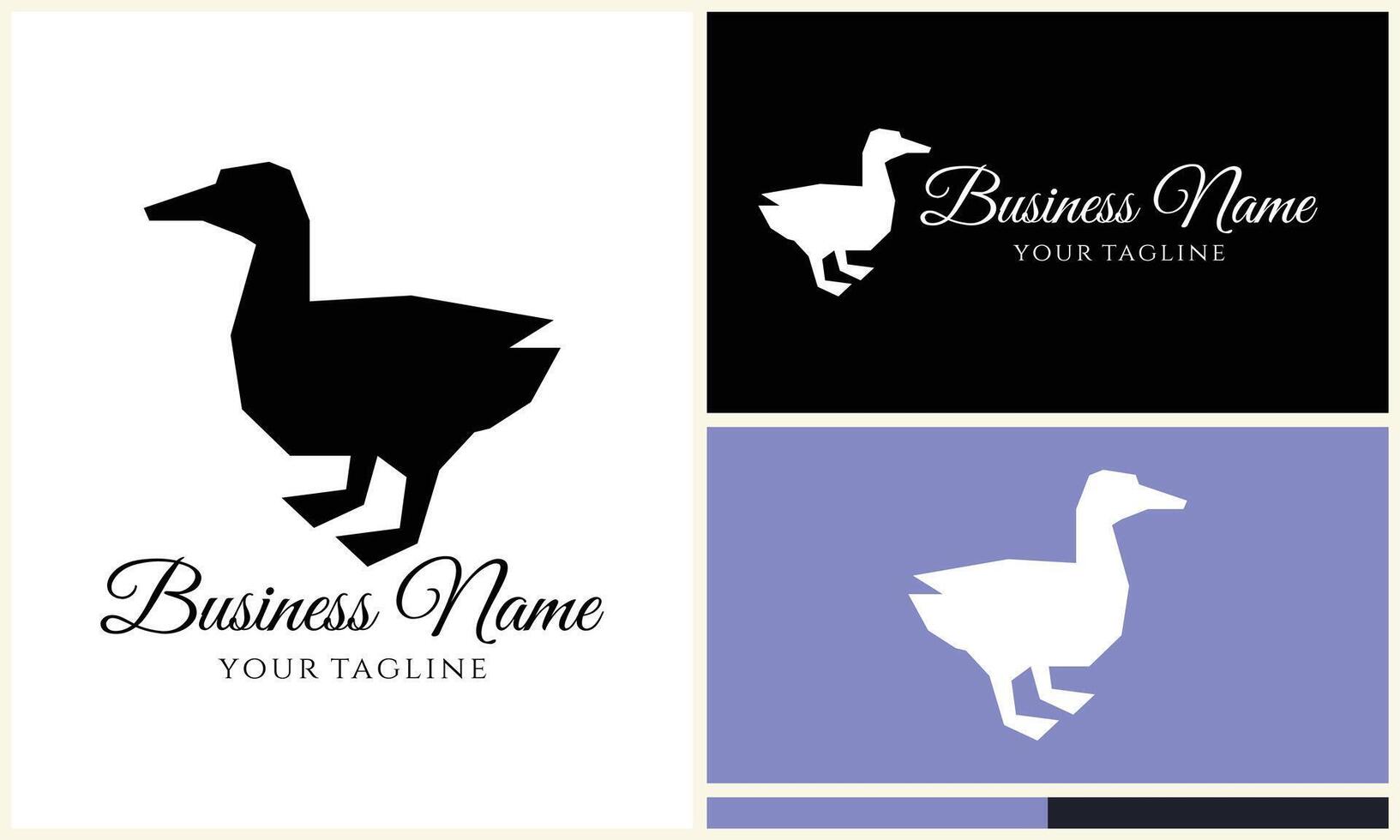 silhouette duck swim logo template vector