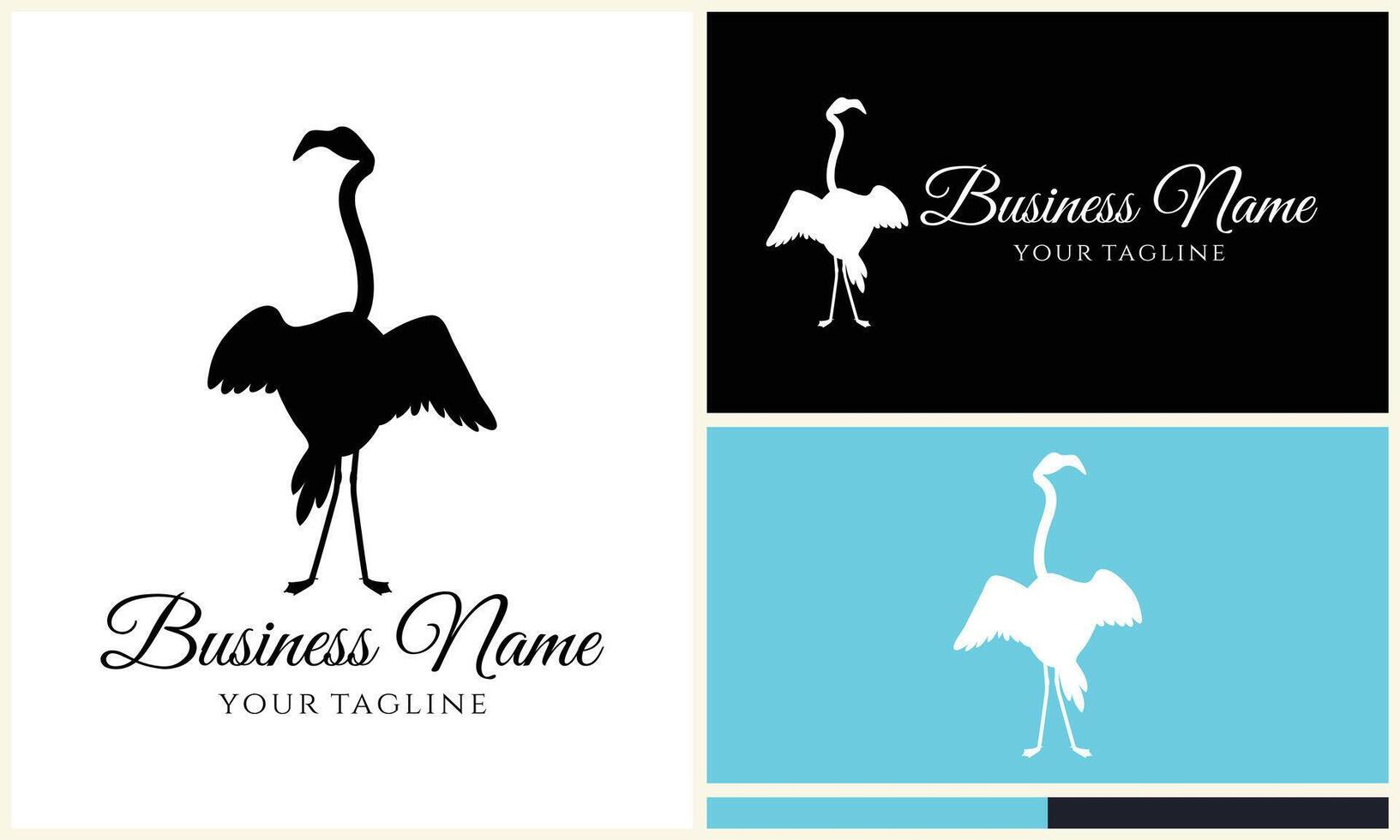 silhouette stork flamingo logo template vector