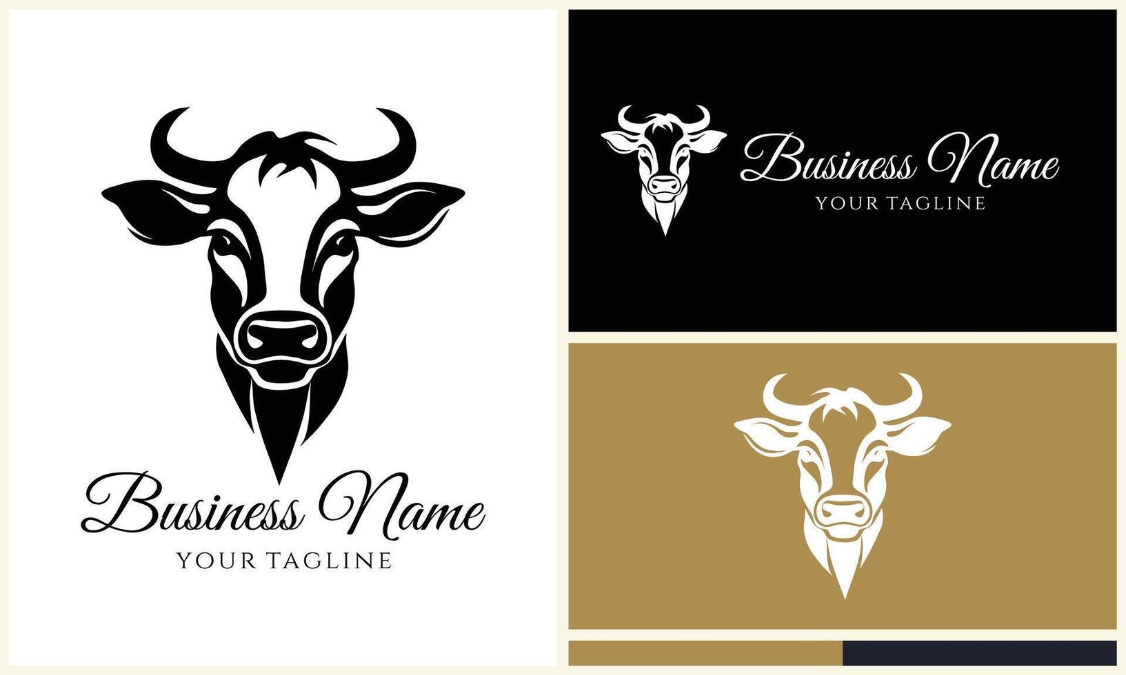 silhouette cow buffalo logo template vector