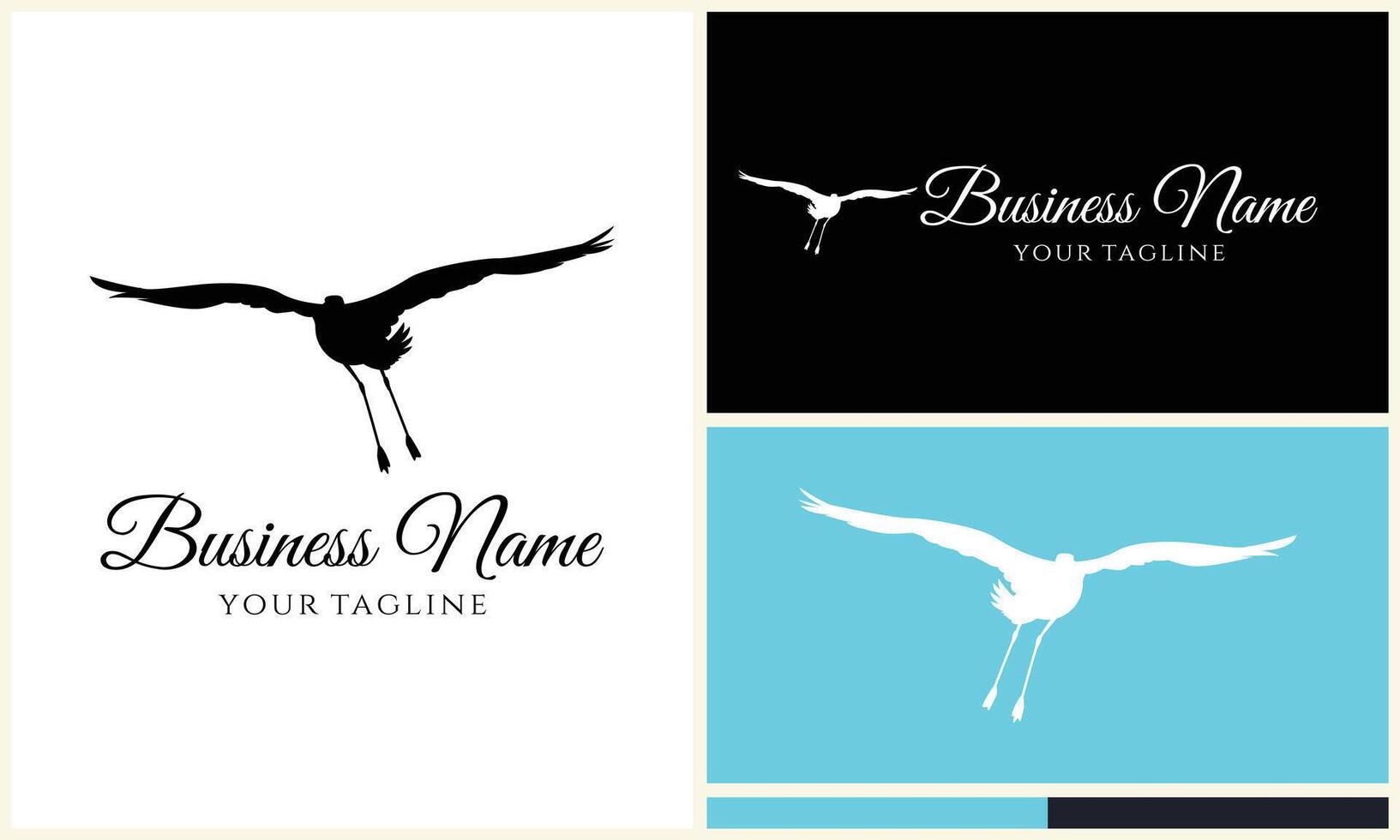 silhouette stork flamingo logo template vector