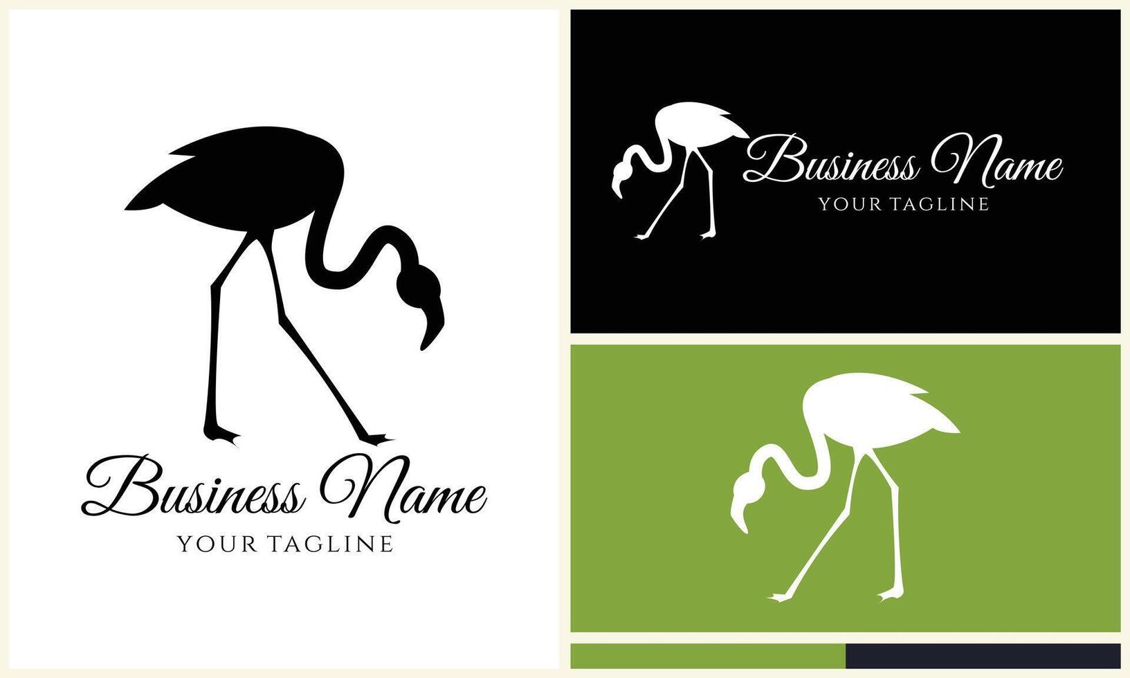 silhouette stork flamingo logo template vector