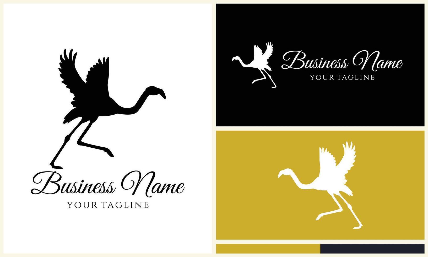 silhouette stork vector logo template