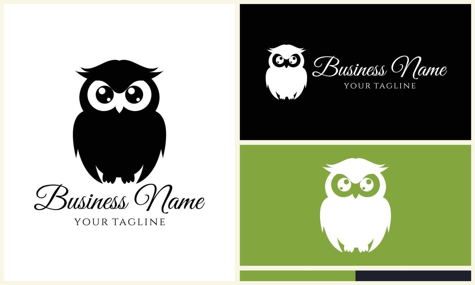 silhouette owl bird logo template vector