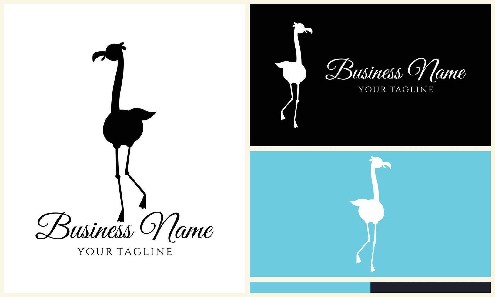 silhouette stork flamingo logo template vector