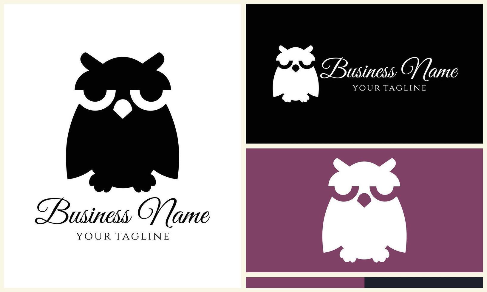 silhouette owl bird logo template vector