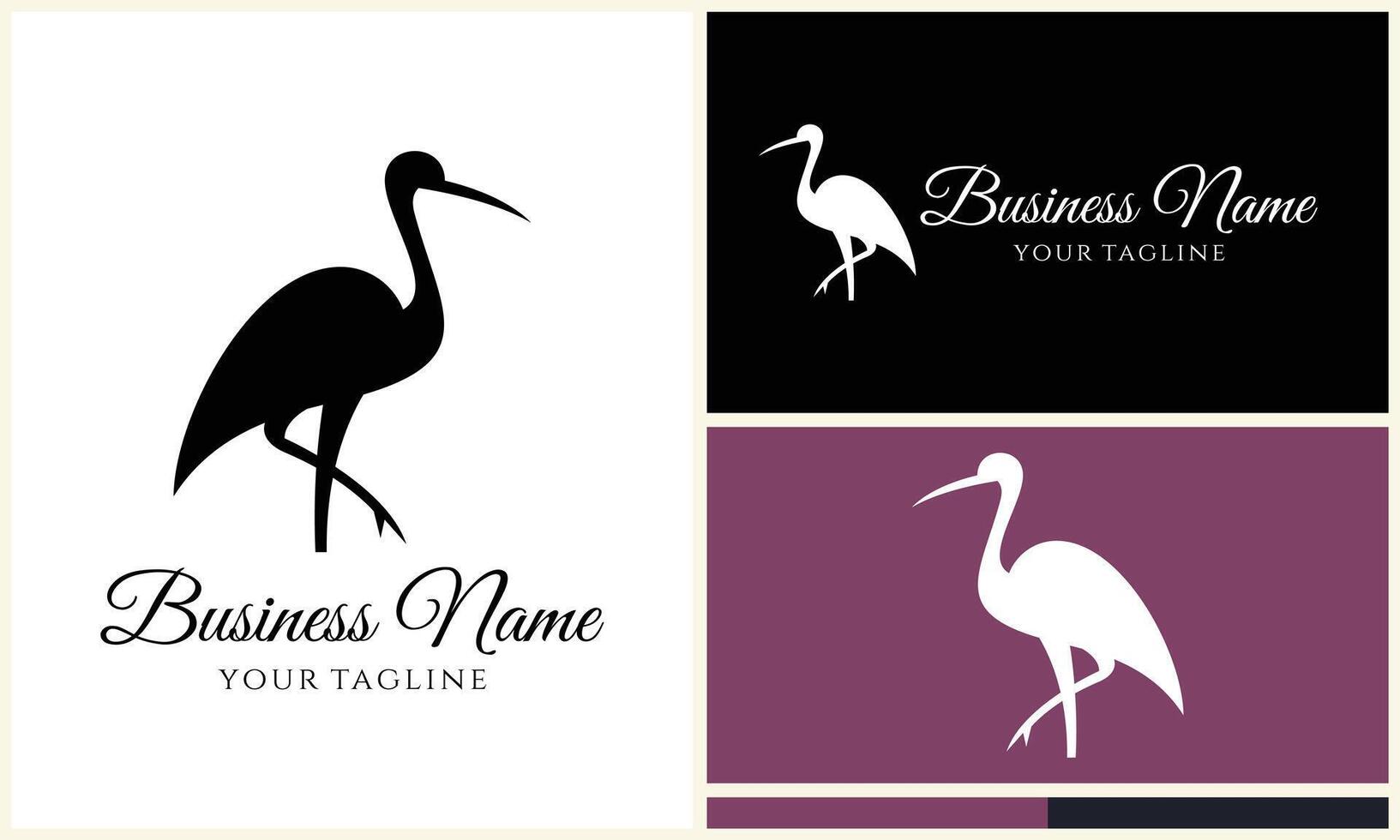 silhouette flamingo vector logo template