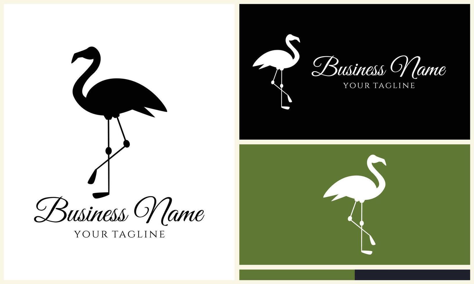 silhouette flamingo vector logo template