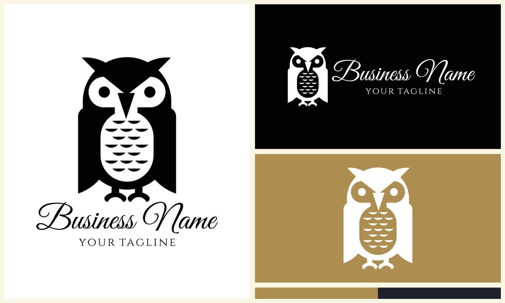 silhouette owl bird logo template vector