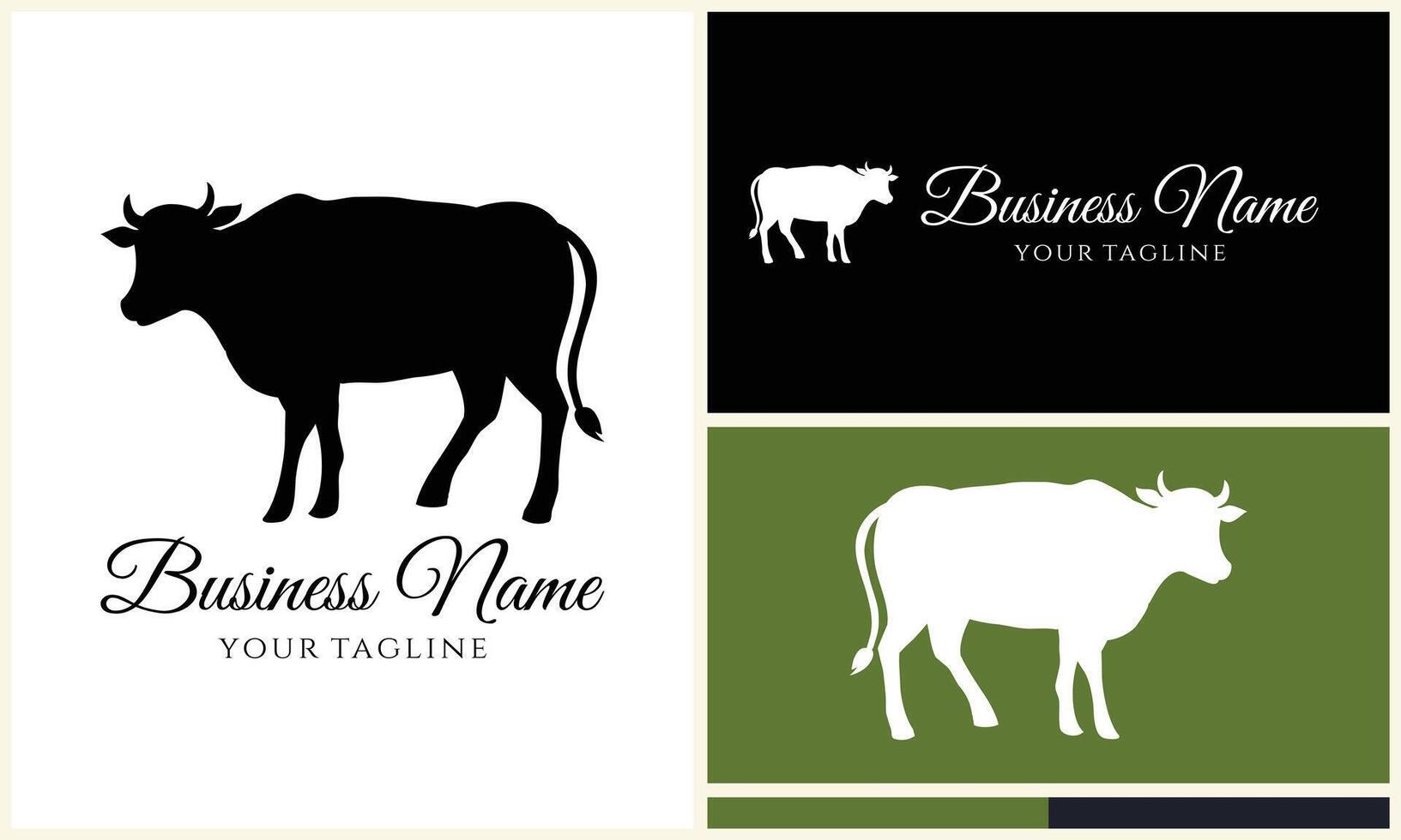 silhouette cow buffalo logo template vector