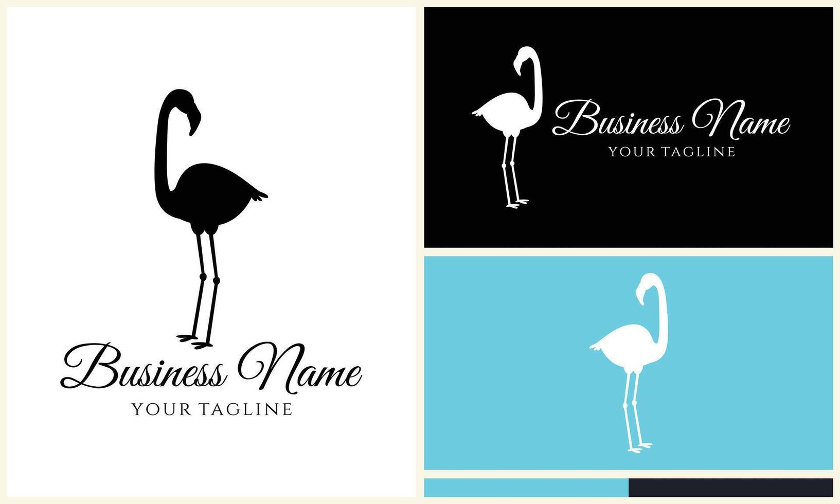 silhouette flamingo vector logo template