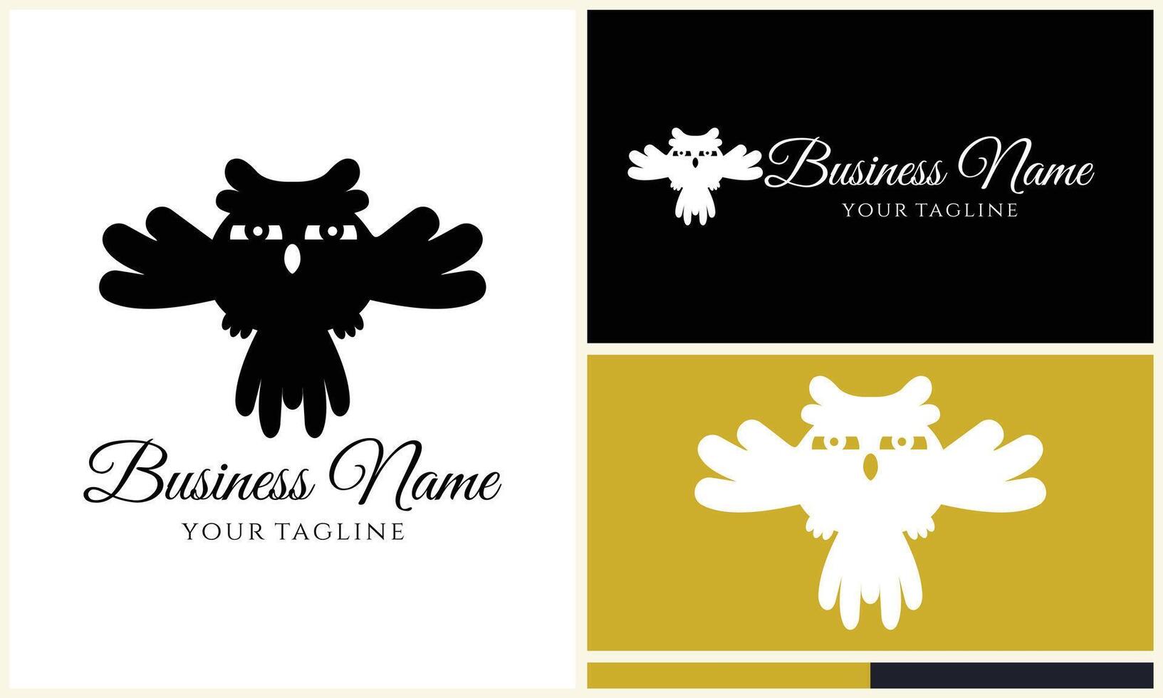 silhouette owl bird logo template vector