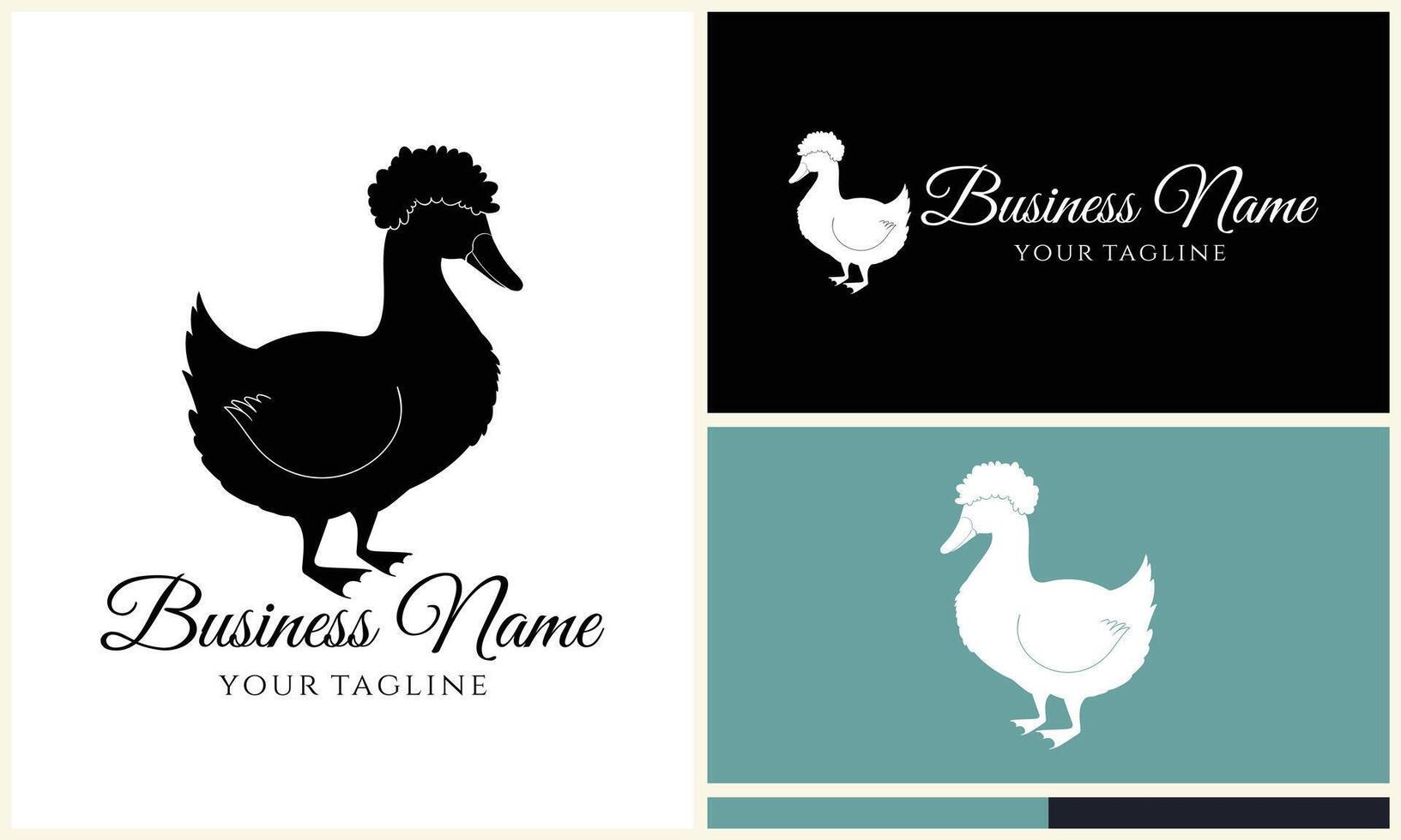 silhouette duck swim logo template vector