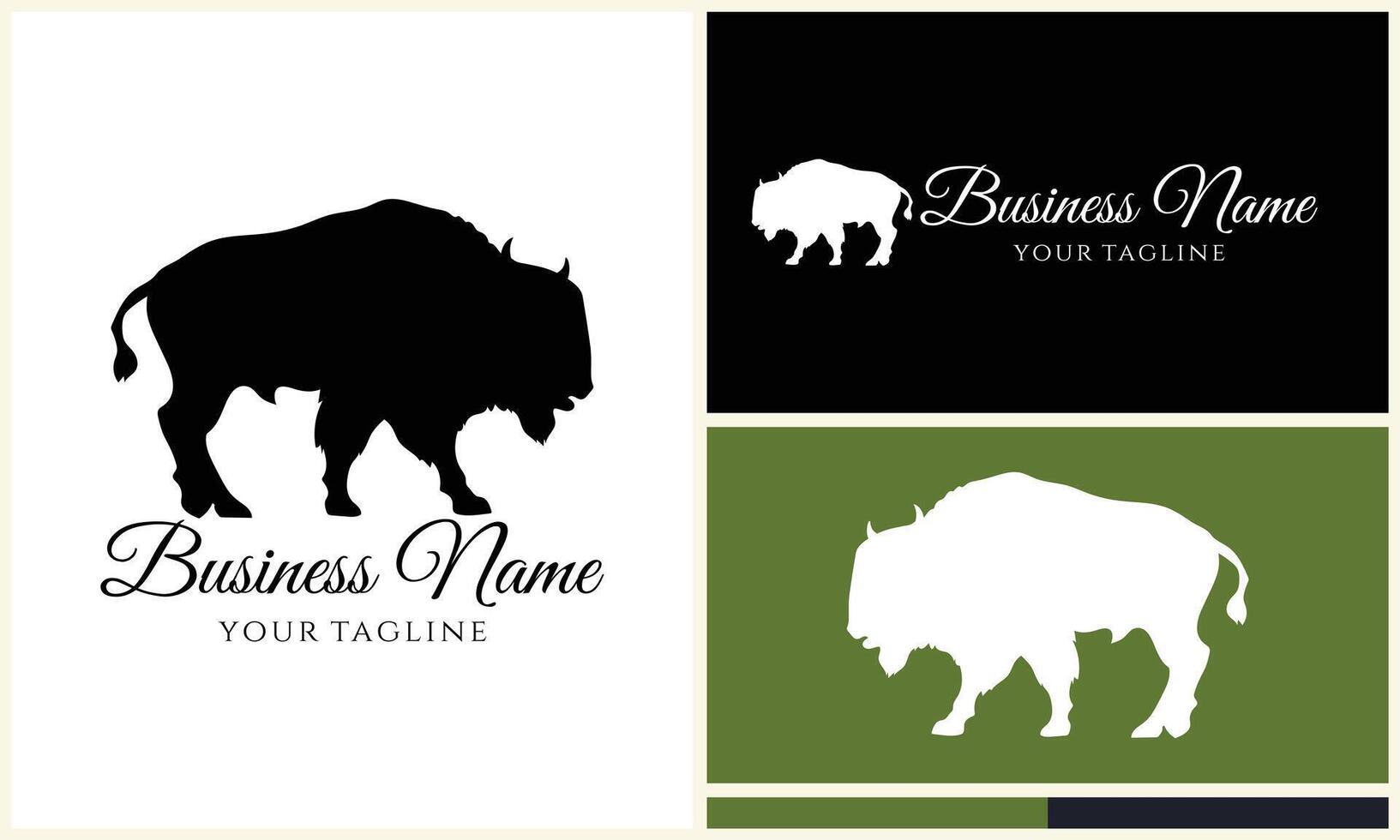 silhouette buffalo bull bison logo vector