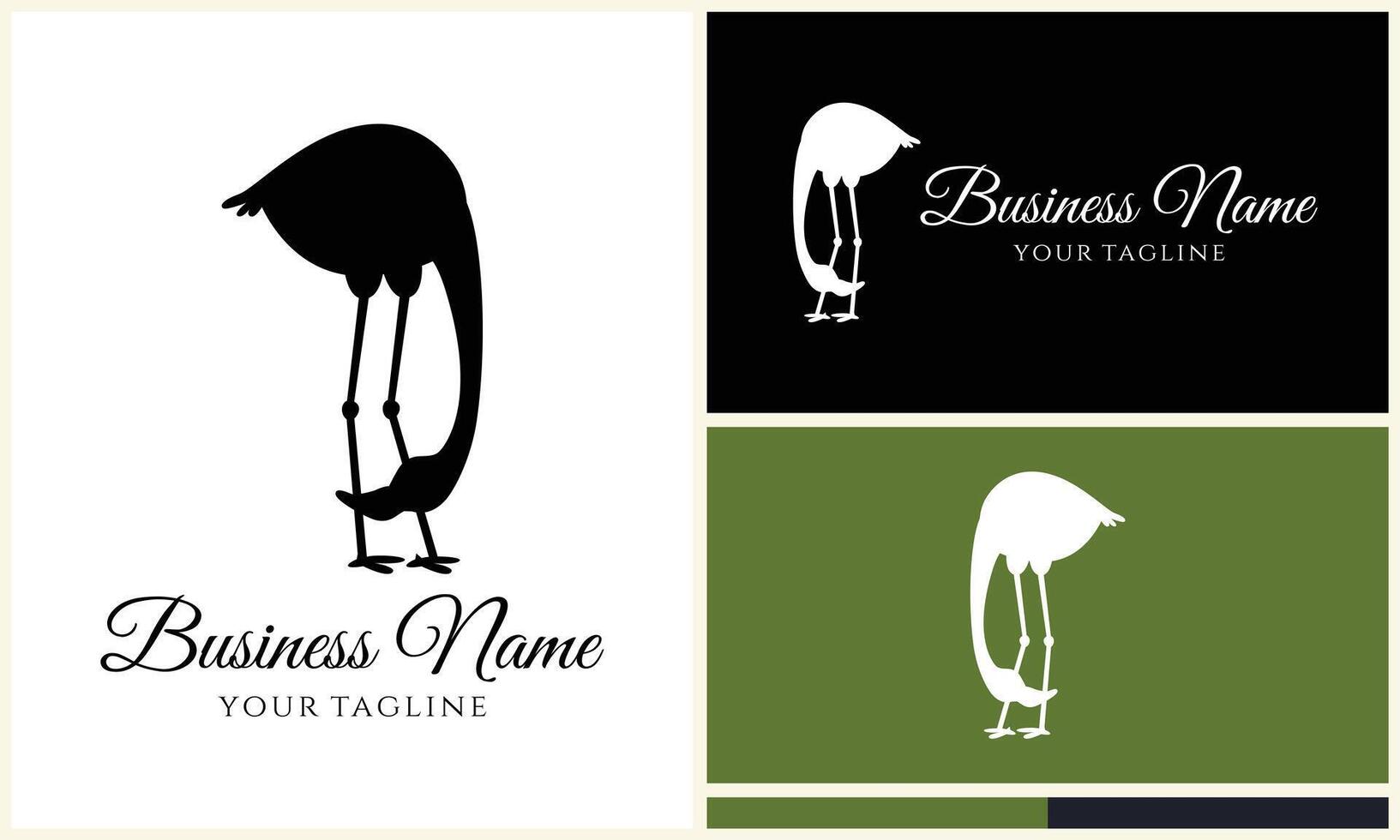 silhouette flamingo vector logo template