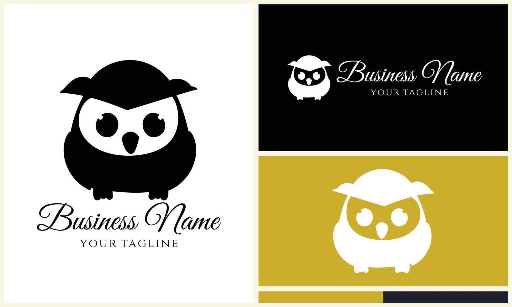 silhouette owl bird logo template vector